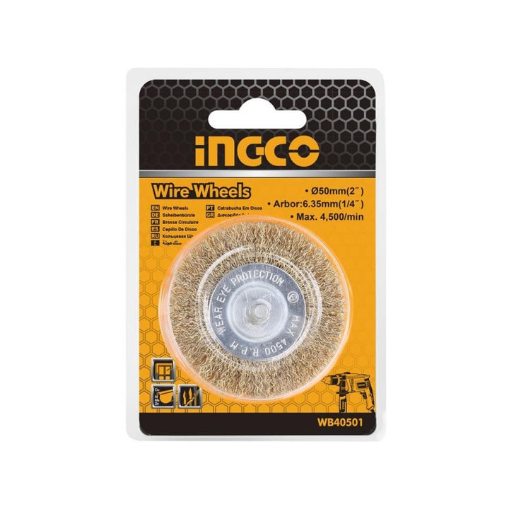 Spazzola circolare Ingco con filo ondulato e gambo 75 mm