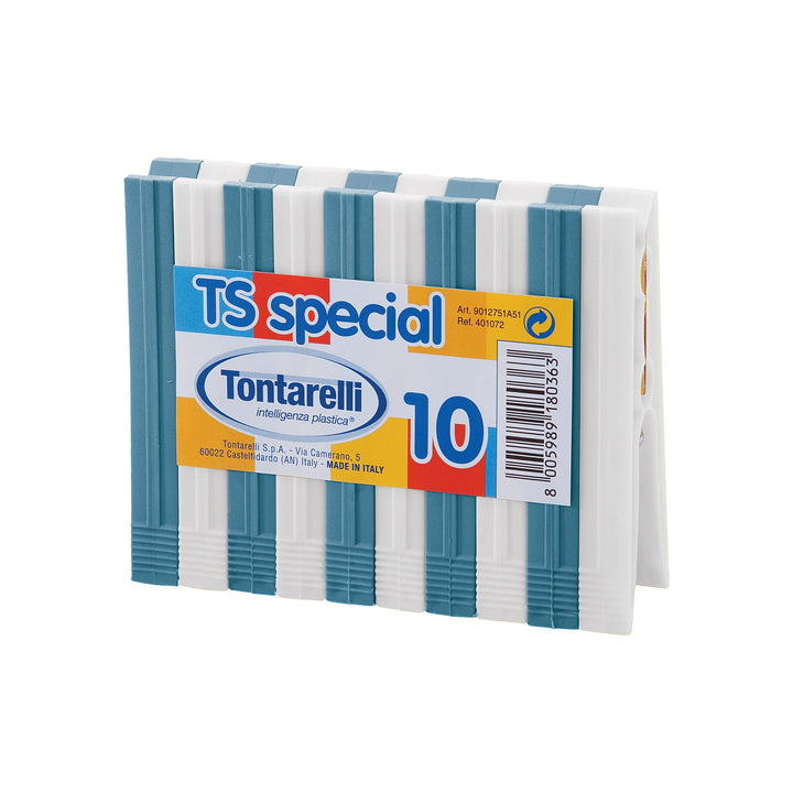Mollette per Bucato 10 Pz TS Special Bianco/Blu