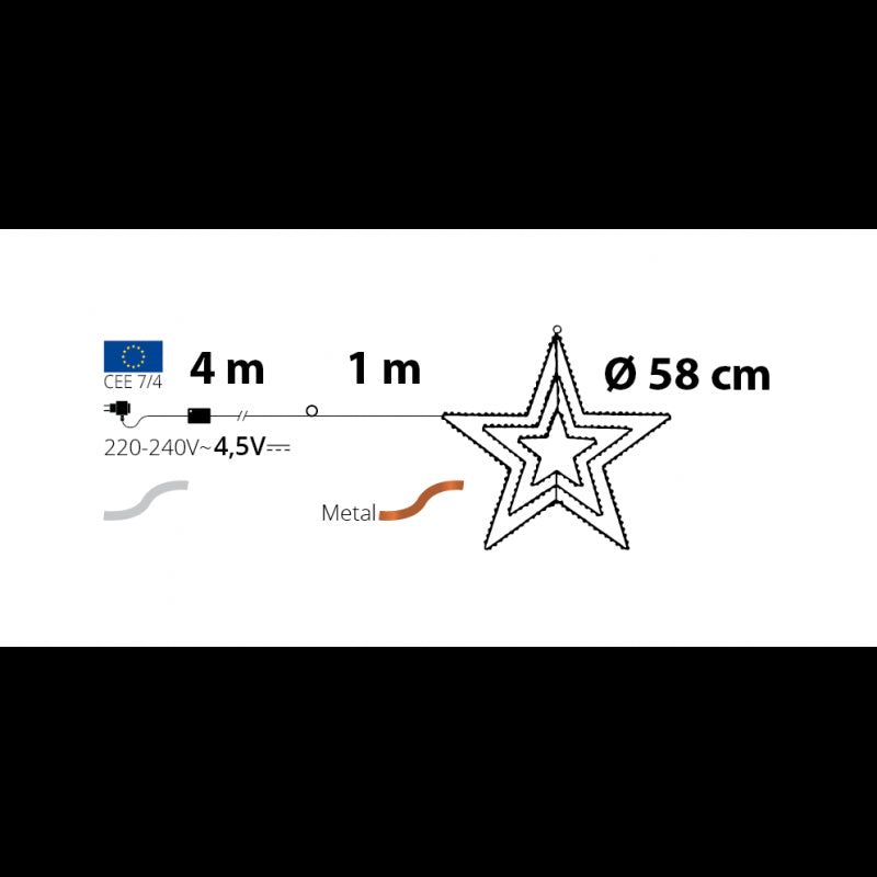 Stella luminosa tripla 2d microled Ø58 cm | Lotti