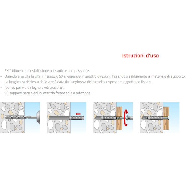 Tassello Fischer in nylon con vite Sx10s