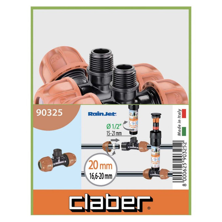 Raccordo a T da 20mm con Filetto 1/2 Pollice