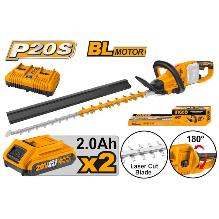 Tagliasiepi con 2 Batterie Pro INGCO