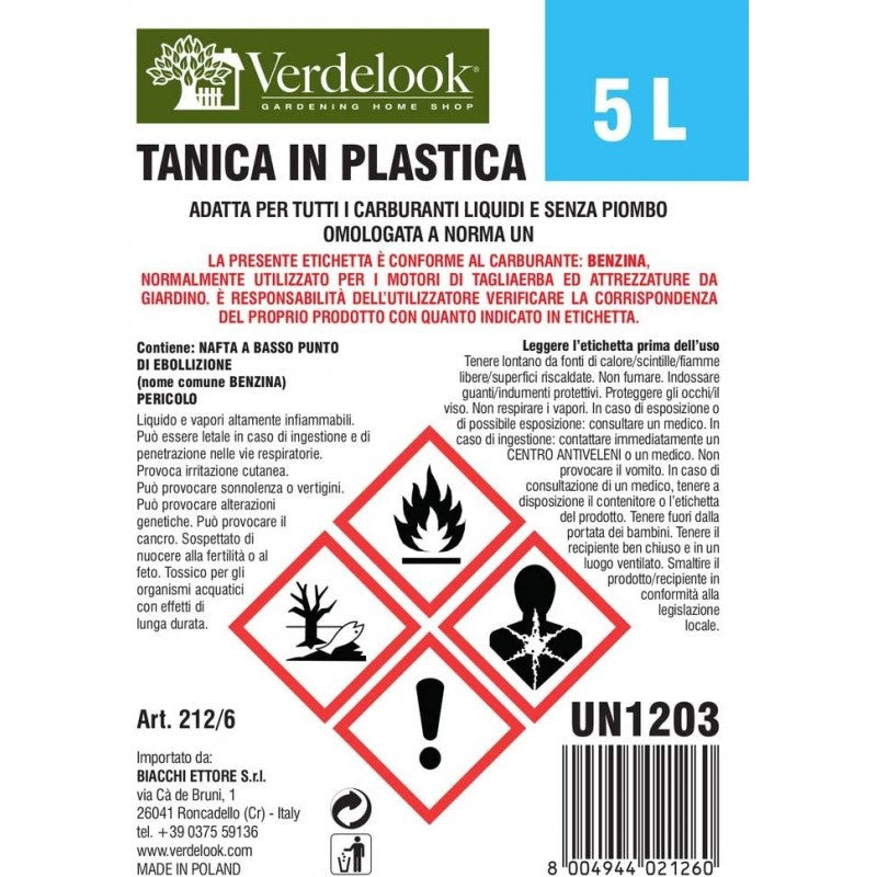 Tanica Carburante Rossa 5lt Verdelook
