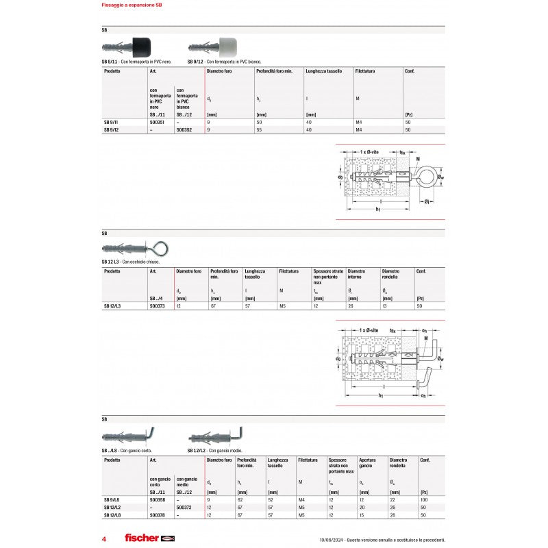 Tassello A Espansione In Nylon  Sb 12