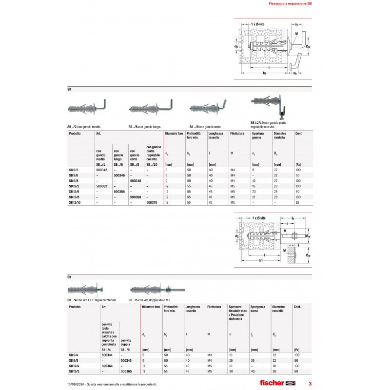 Tassello A Espansione In Nylon  Sb 12