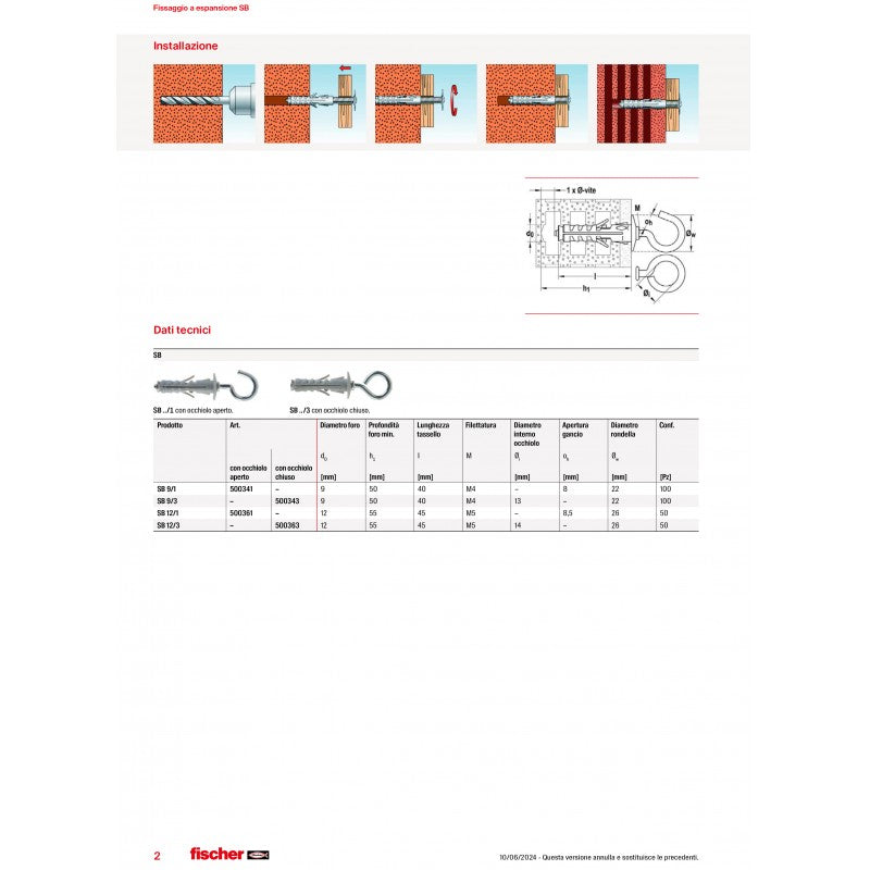 Tassello A Espansione In Nylon  Sb 12