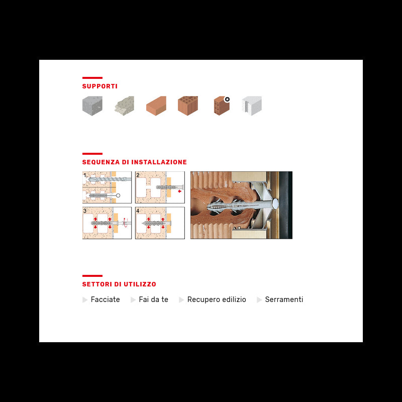 Tassello TE prolungato in Nylon TUP3 con tre alette