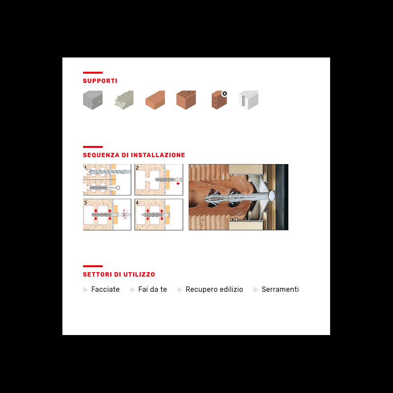 Tassello prolungato in Nylon TUP3 con tre alette