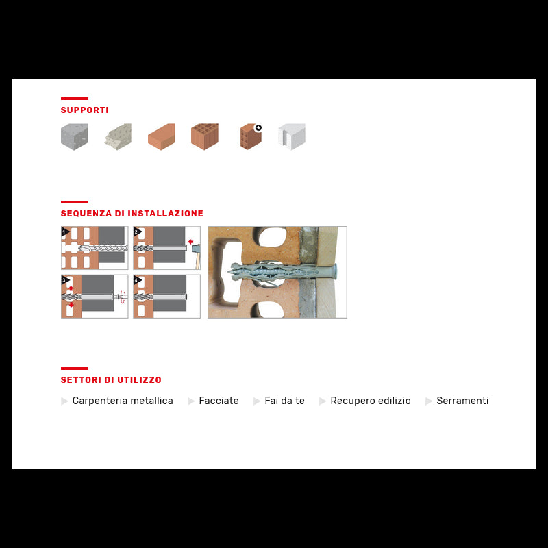 Tassello prolungato TUP4 vite ad elevata espansione