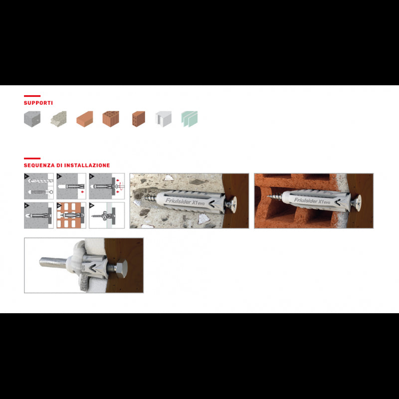Tassello universale X1 EVO in Nylon a 4 settori