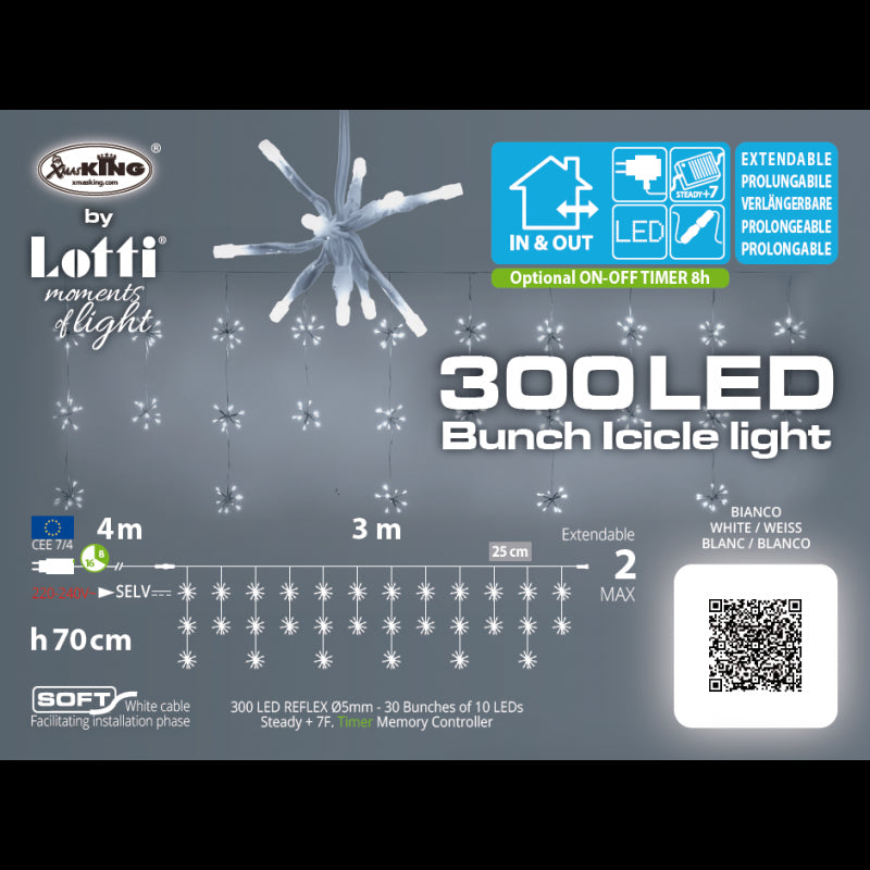 Tenda luminosa 300 LED interno/esterno 70 cm Lotti