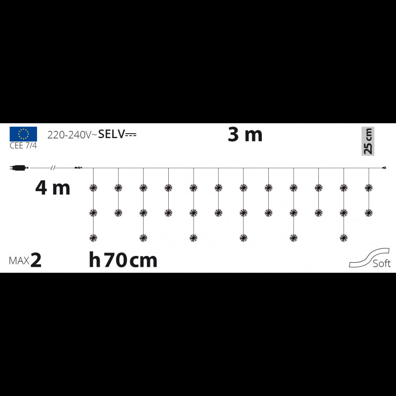 Tenda luminosa 300 LED interno/esterno 70 cm Lotti