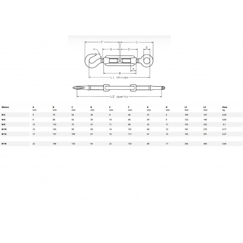 Tenditore occhio/gancio zn
