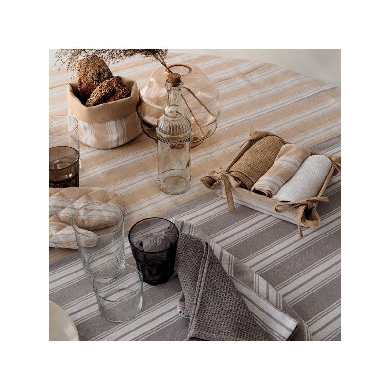 Tovaglia a Righe Beige Cm140x240 Beige | Tognana
