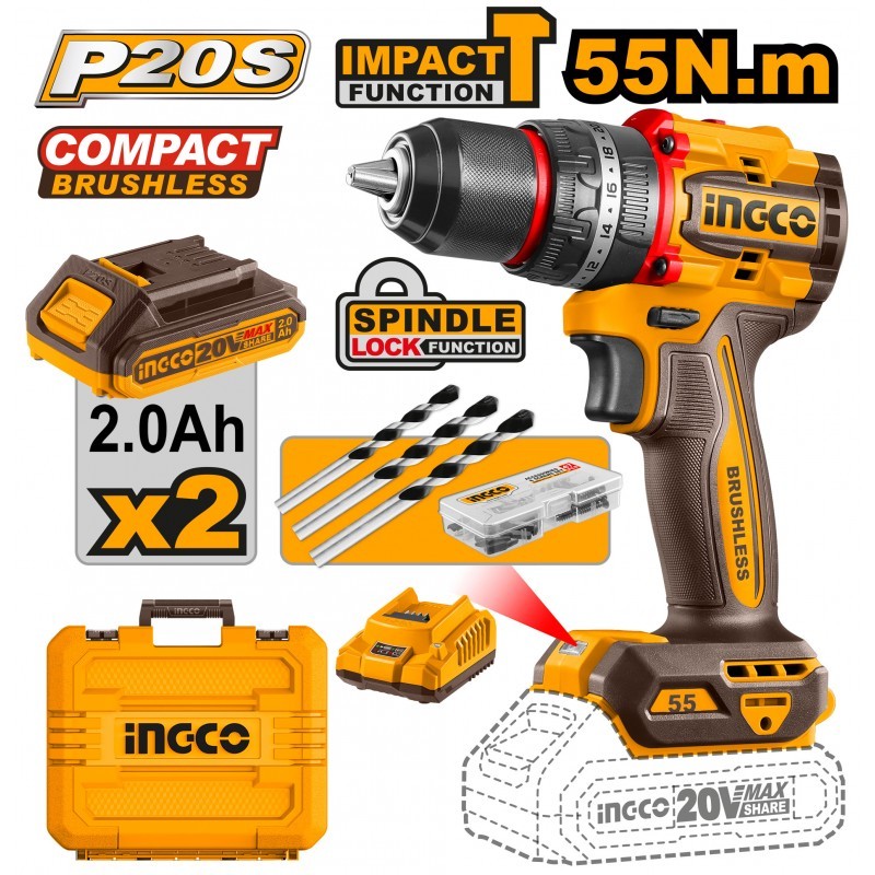 TRAPANO A PERCUSSIONE COMPACT BRUSHLESS 55Nm