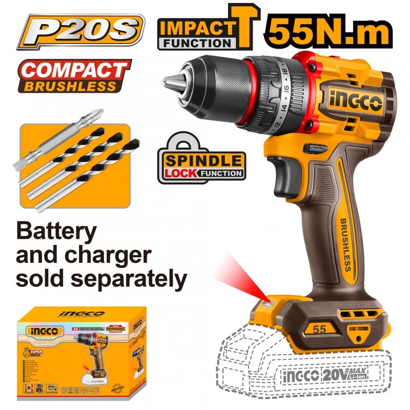 TRAPANO A PERCUSSIONE COMPACT BRUSHLESS 55N.m NUDO