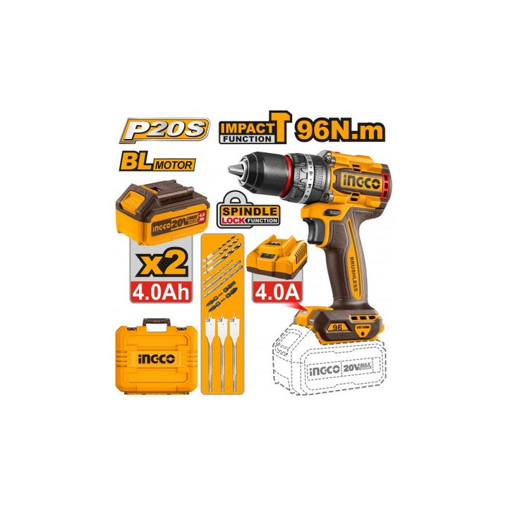 Trapano a percussione 96Nm con 2batterie 4Ah
