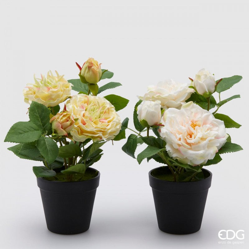 Vasetto con fiori artificiali Rose E Peonie 28h cm EDG