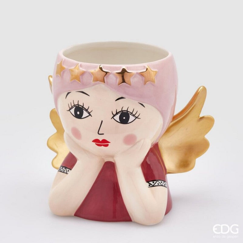 Vaso Angel Con Diadema Rosa | EDG