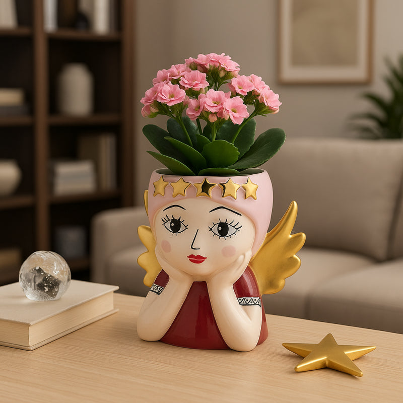 Vaso Angel Con Diadema Rosa | EDG