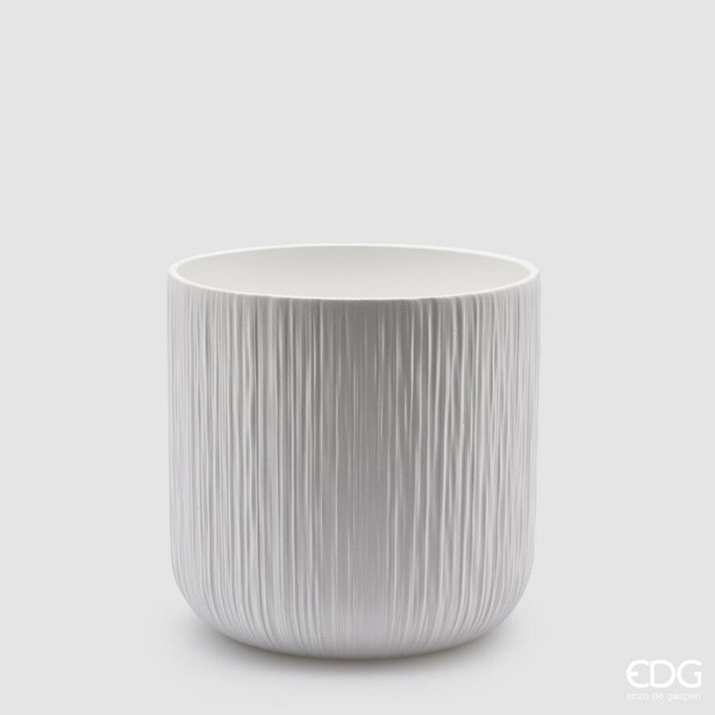 Vaso ceramica rigato bianco| EDG