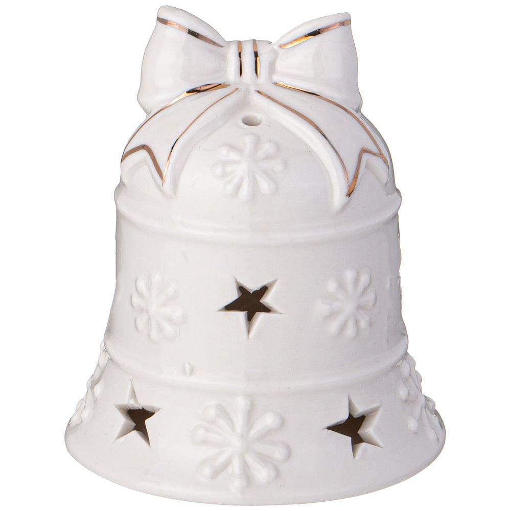 Appendino Campana in Porcellana con LED 6,5 x 6,5 x 8 cm | Le Stelle - Perrone Shop